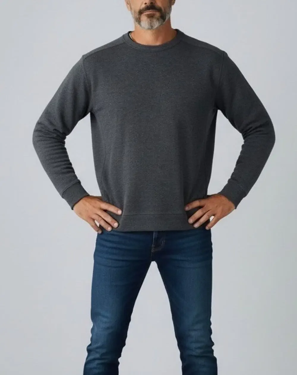 Banana Republic Slub Double Knit Charcoal Gray Crew Neck Long Sleeve T Shirt XXL